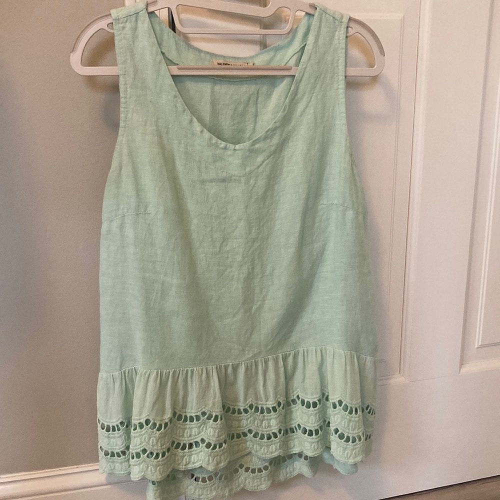 Sleeveless Mint Ruffle Hem Tank Top